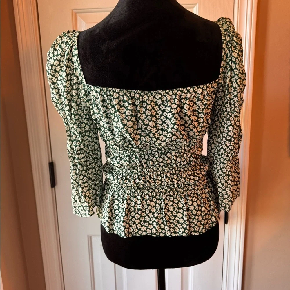 Reformation Green & White Floral Women's Top